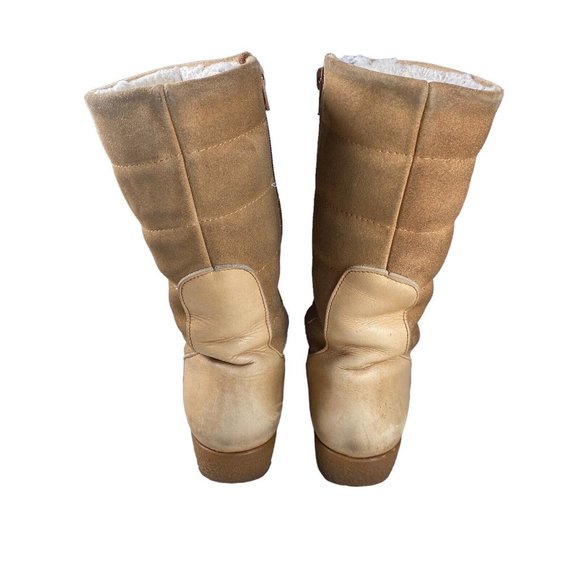 Vntg Blondo Canada Shearling‎ Lined Beige Leather / Suede Women's Sz US 6 Boots - Picture 5 of 16